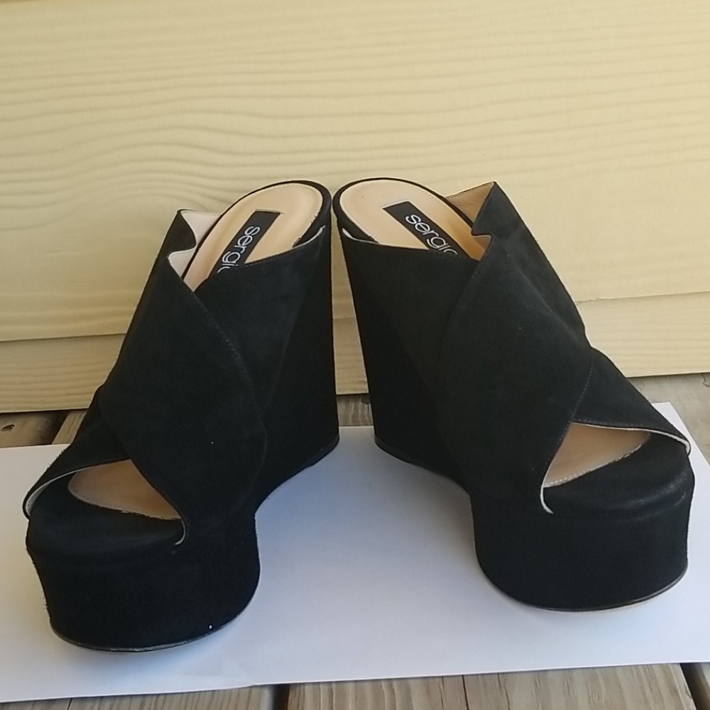Sergio Rossi Alma Platform Wedge Suede Sandals